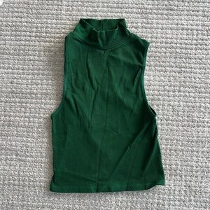 Sleeveless Green Ribbed Top